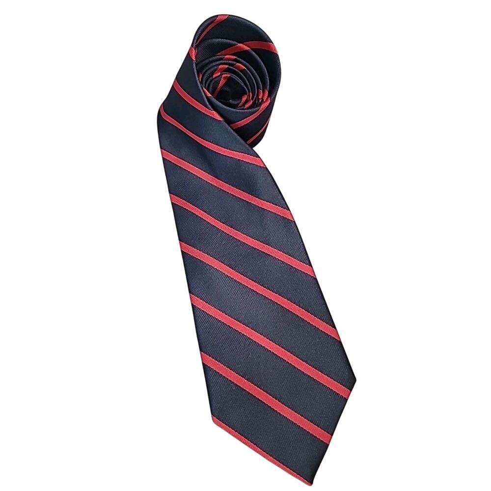 VTG London 400 Navy Striped Tie USA Made Ivy Prep Heritage